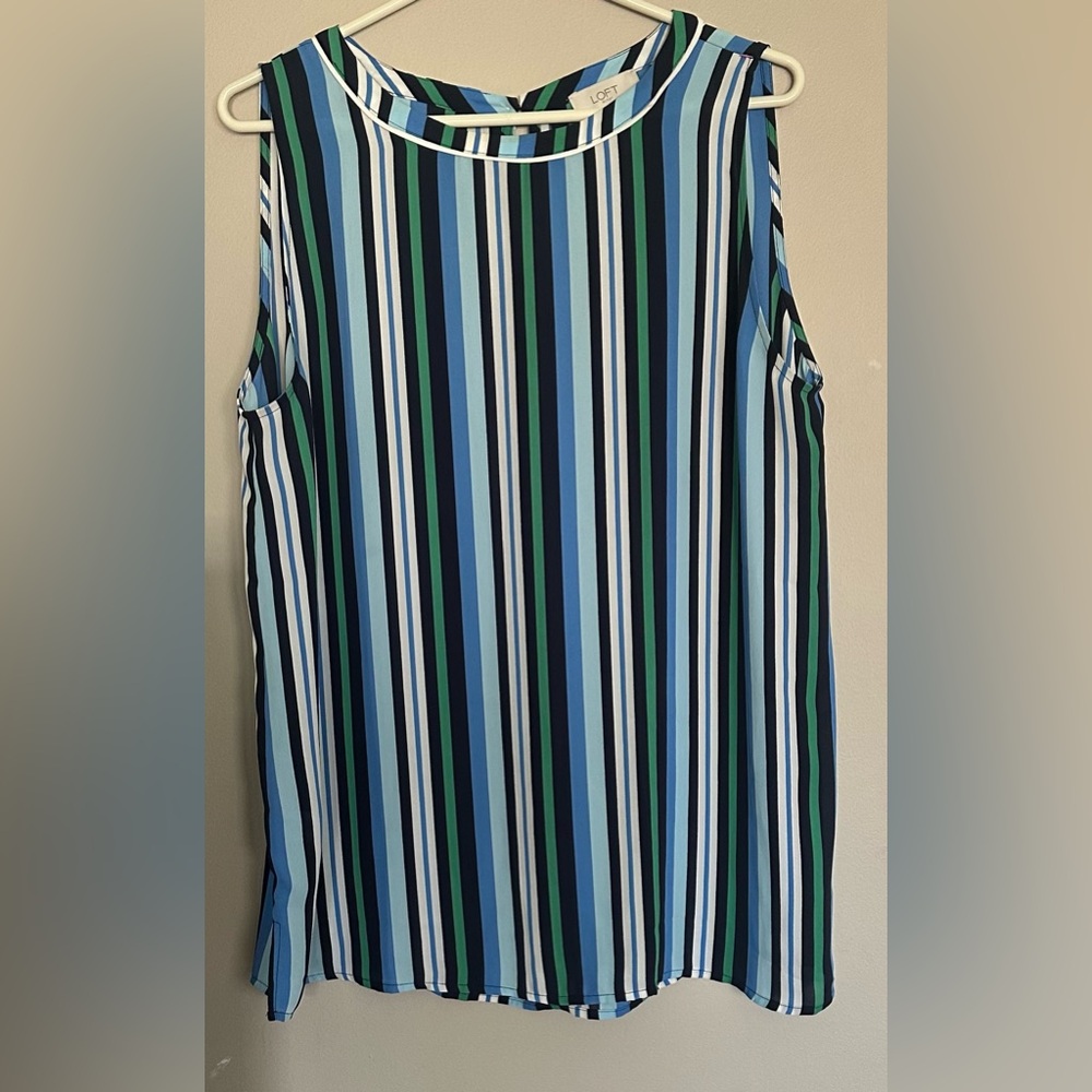 LOFT size XL Sleeveless Tank Top in Blue, Navy, Green & White